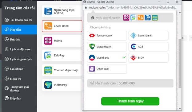 lô đề online giao diện nộp tiên local Bank
