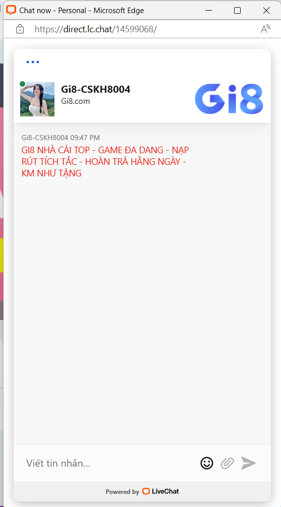 Trò chuyện trực tiếp với chăm sóc khách hàng của Gi8